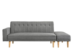 3 Seater Fabric Sofa Bed with Ottoman - Light Grey.