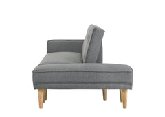 3 Seater Fabric Sofa Bed with Ottoman - Light Grey.