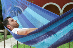Mayan Legacy King Size Cotton Mexican Hammock in Caribbean Blue Colour