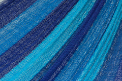 Mayan Legacy King Size Cotton Mexican Hammock in Caribbean Blue Colour