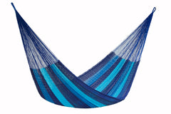 Mayan Legacy King Size Cotton Mexican Hammock in Caribbean Blue Colour
