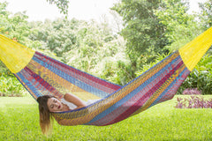 Mayan Legacy King Size Cotton Mexican Hammock in Confeti Colour