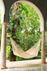 Mayan Legacy King Size Cotton Mexican Hammock in Cream Colour