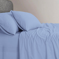 Elan Linen 1200TC Organic Cotton Sky Blue King Single Bed Sheet Set