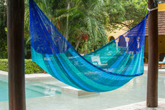Mayan Legacy Jumbo Plus Size Nylon Mexican Hammock in Caribe Colour