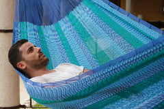 Mayan Legacy Jumbo Plus Size Nylon Mexican Hammock in Caribe Colour