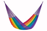 Mayan Legacy King Plus Size Nylon Mexican Hammock in Rainbow Colour