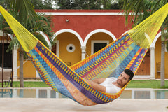 Mayan Legacy Queen Size Outdoor Cotton Mexican Hammock in Confeti Colour