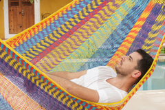 Mayan Legacy Queen Size Outdoor Cotton Mexican Hammock in Confeti Colour