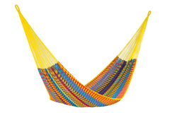 Mayan Legacy Queen Size Outdoor Cotton Mexican Hammock in Confeti Colour