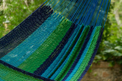 Mayan Legacy Queen Size Outdoor Cotton Mexican Hammock in Oceanica Colour