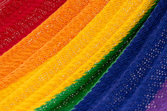 Mayan Legacy Jumbo Size Outdoor Cotton Mexican Hammock in Rainbow Colour