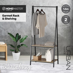 Home Master Garment Rack & Shelving 2 Tier Sleek Stylish Modern Design 1.5m