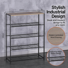 Home Master Display Shelf/Rack 5 Tier Sleek Modern Industrial Design 83cm