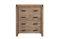 Tallboy with 4 Storage Drawers Assembled in Oak Colour Solid Wooden