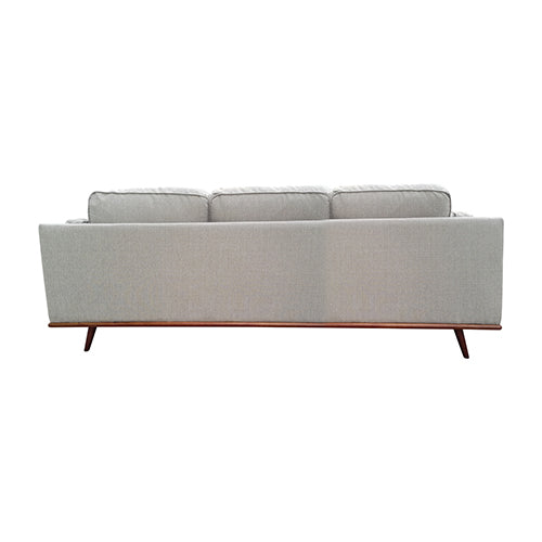 3 Seater Sofa Beige Fabric Modern Lounge Set for Living Room Couch with Wooden Frame.