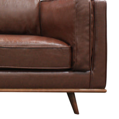 2 Seater Faux Leather Sofa Brown Modern Lounge Set for Living Room Couch with Wooden Frame.