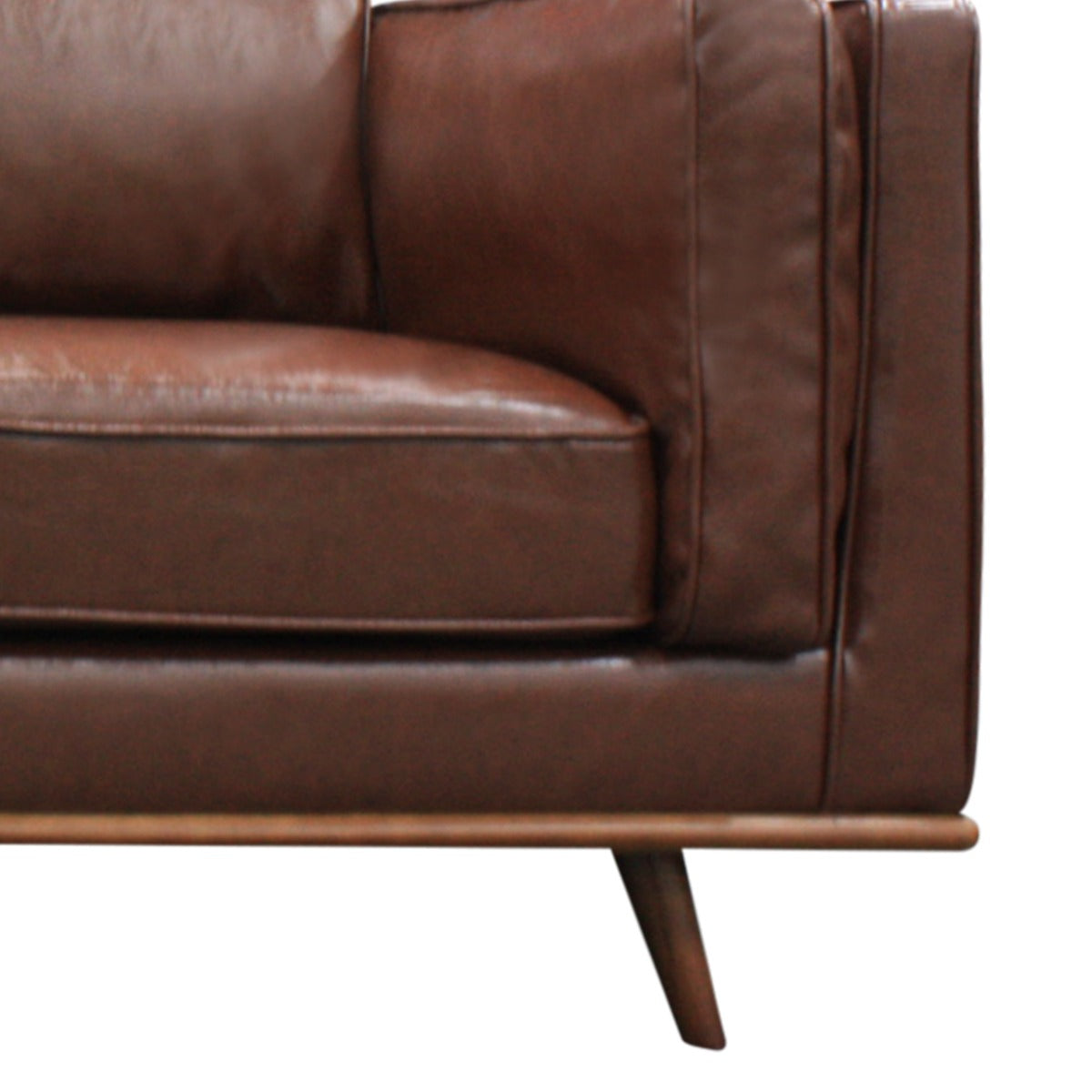 3 Seater Faux Sofa Brown Lounge Set for Living Room Couch with Wooden Frame.