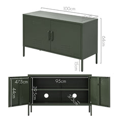 ArtissIn Base Metal Locker Storage Shelf Organizer Cabinet Buffet Sideboard Green