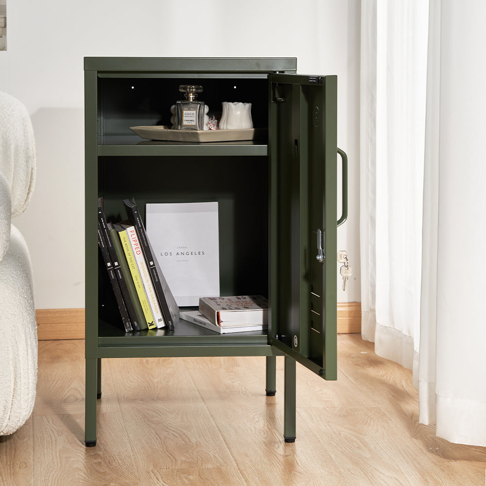 ArtissIn Metal Locker Storage Shelf Filing Cabinet Cupboard Bedside Table Green