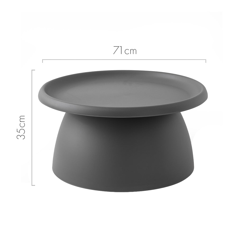ArtissIn Coffee Table Mushroom Nordic Round Large Side Table 70CM Grey