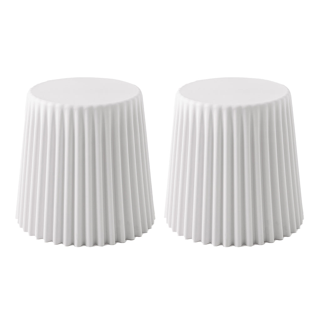 ArtissIn Set of 2 Cupcake Stool Plastic Stacking Bar Stools Dining Chairs Kitchen White