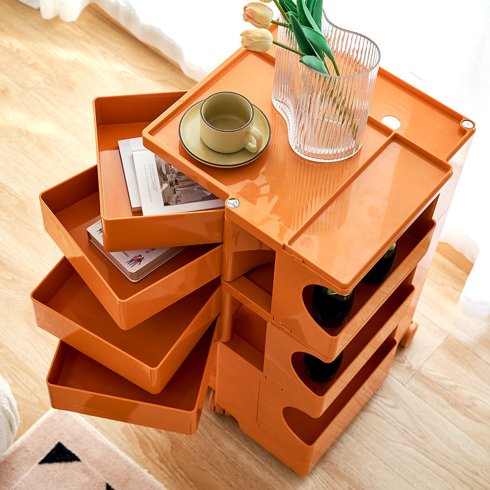ArtissIn Bedside Table Side Tables Nightstand Organizer Replica Boby Trolley 5Tier Orange