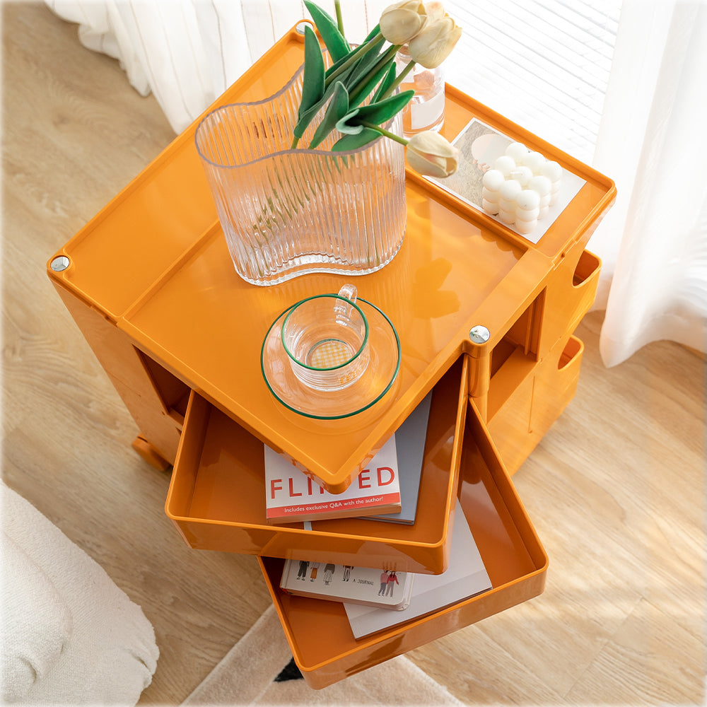 ArtissIn Bedside Table Side Tables Nightstand Organizer Replica Boby Trolley 3Tier Orange