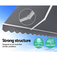 Instahut Folding Arm Awning Outdoor Awning Patio Retractable 4Mx2.5M PearlGrey