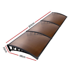 Instahut DIY Window Door Awning Shade 1 x 3m - Brown