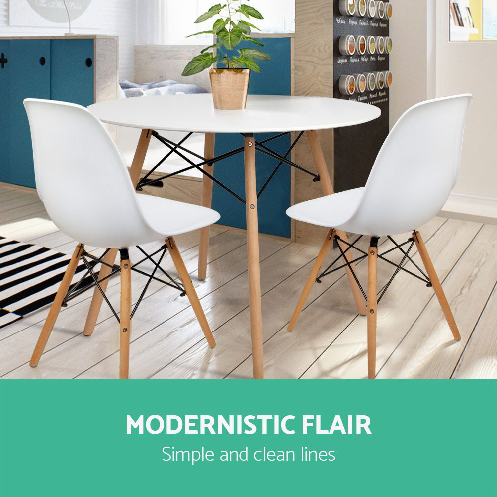 Artiss Dining Table 4 Seater Round Replica DSW Eiffel Kitchen Timber White