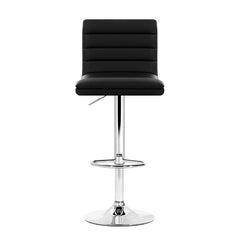 Artiss Set of 4 PU Leather Lined Pattern Bar Stools- Black and Chrome