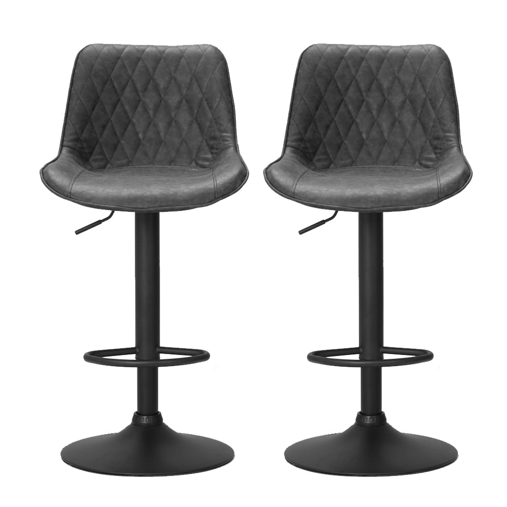 Artiss Set of 2 Bar Stools Kitchen Stool Chairs Metal Barstool Dining Chair Black Rushal