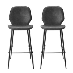 Artiss Set of 2 Bar Stools Kitchen Stool Barstool Dining Chairs Leather Black Kingsley