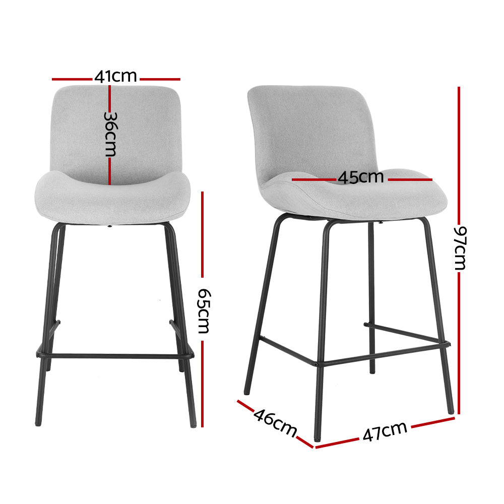 Artiss Bar Stools Metal Stool Dining Chairs Kitchen Counter Barstools Fabric x2