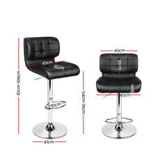 Artiss Set of 4 PU Leather Gas Lift Bar Stools - Black and Chrome