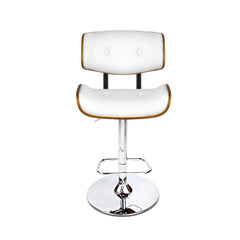 Artiss Set of 2 Wooden Gas Lift Bar Stool - White and Chrome