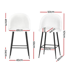 Artiss Set of 2 Bar Stools Kitchen Dining Chair Stool White Chairs Sherpa Boucle