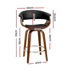 Artiss Swivel PU Leather Bar Stool - Wood and Black