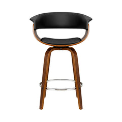 Artiss Swivel PU Leather Bar Stool - Wood and Black