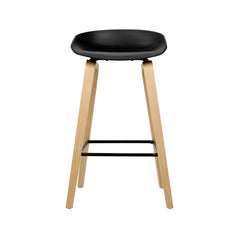 Artiss Set of 2 Wooden Square Footrest Bar Stools - Black