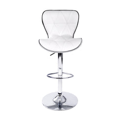 Artiss Set of 2 PU Leather Patterned Bar Stools - White and Chrome