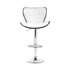 Artiss Set of 4 PU Leather Patterned Bar Stools - White and Chrome