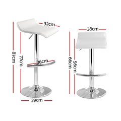 Artiss Set of 2 PU Leather Wave Style Bar Stools - White