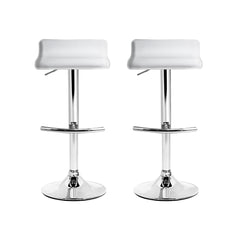 Artiss Set of 2 PU Leather Wave Style Bar Stools - White