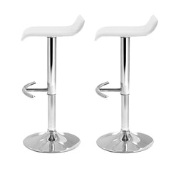 Artiss Set of 2 PU Leather Wave Style Bar Stools - White