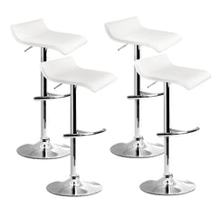 Artiss Set of 4 PU Leather Wave Style Bar Stools - White