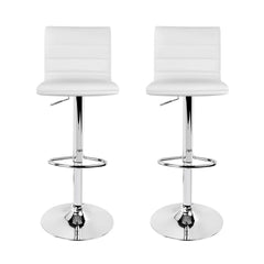 Artiss Set of 2 PU Leather Bar Stools Padded Line Style - White