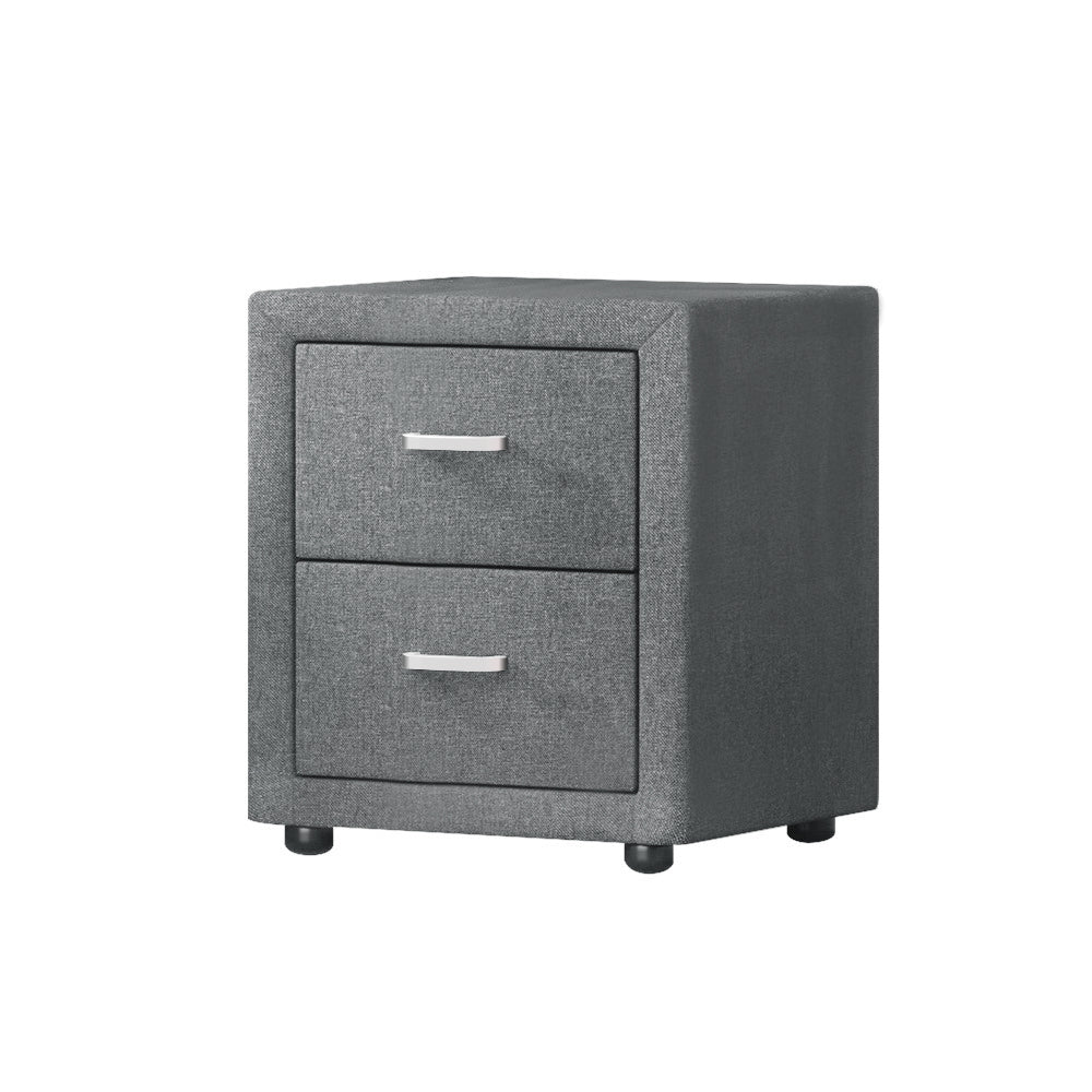 Artiss Fabric Bedside Table - Grey