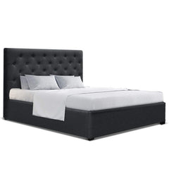 Artiss Bed Frame Double Size Gas Lift Base With Storage Charcoal Fabric Vila Collection